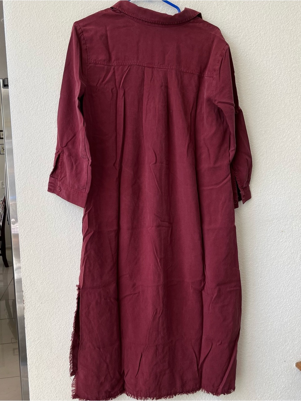 Cloth and Stone Button-Front Shirt Dress in Deep Red - Picture 8 of 10